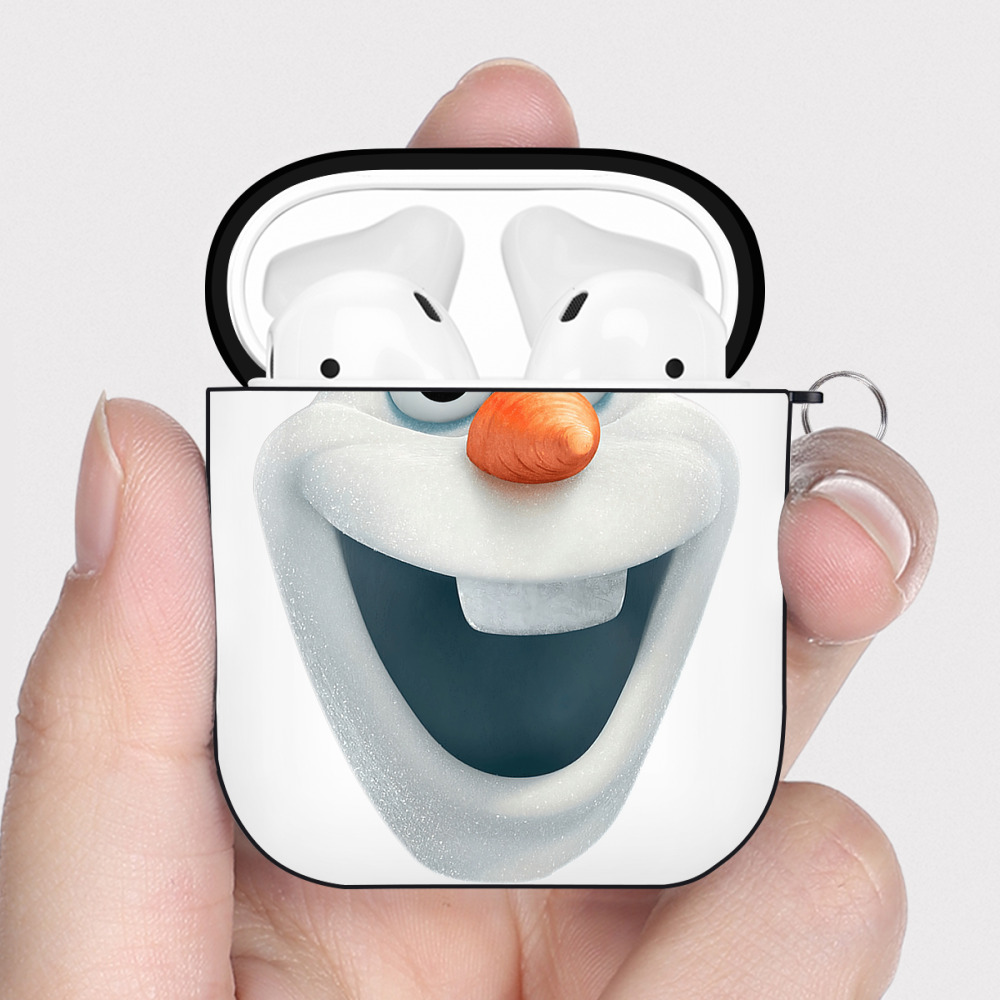 （画像用） アナと雪の女王 アンナ エルサ Frozen Anna Elsa AirPods 第2世代保護ケース ハードシェル ブラック 耐衝撃・防指紋・カラビナ付き