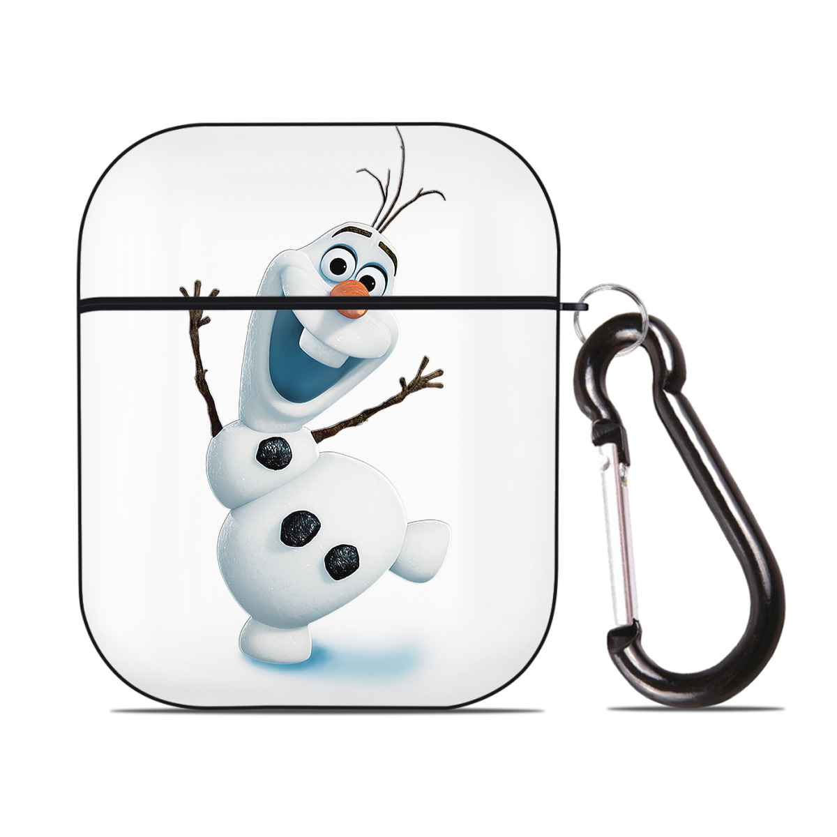 （画像用） アナと雪の女王 アンナ エルサ Frozen Anna Elsa AirPods 第2世代保護ケース ハードシェル ブラック 耐衝撃・防指紋・カラビナ付き