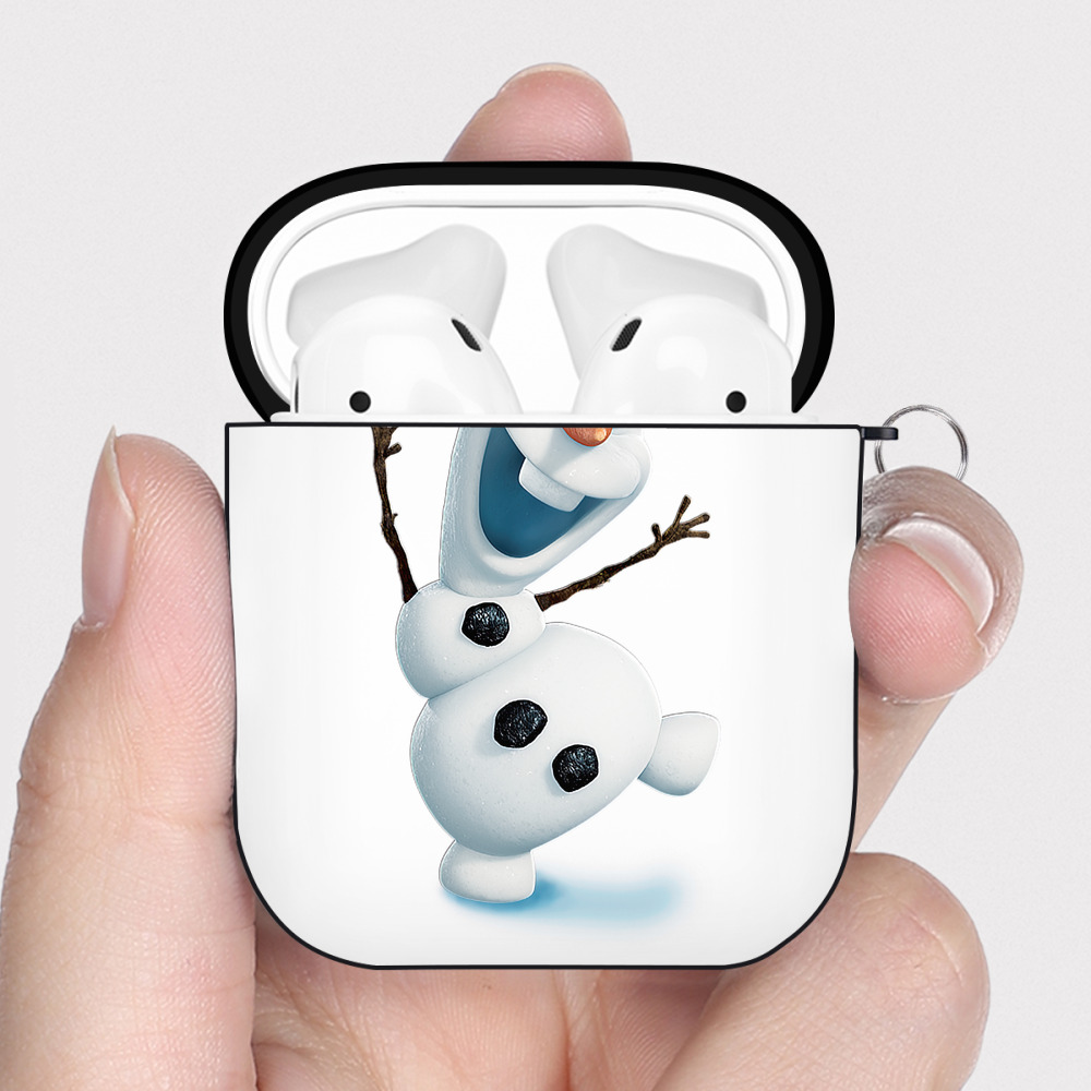 （画像用） アナと雪の女王 アンナ エルサ Frozen Anna Elsa AirPods 第2世代保護ケース ハードシェル ブラック 耐衝撃・防指紋・カラビナ付き