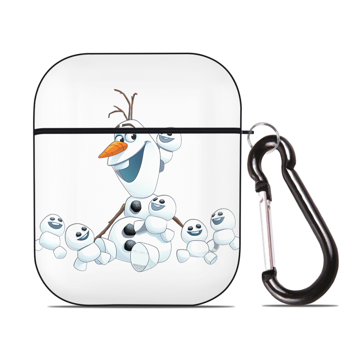 （画像用） アナと雪の女王 アンナ エルサ Frozen Anna Elsa AirPods 第2世代保護ケース ハードシェル ブラック 耐衝撃・防指紋・カラビナ付き