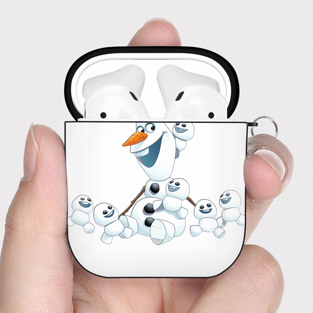 （画像用） アナと雪の女王 アンナ エルサ Frozen Anna Elsa AirPods 第2世代保護ケース ハードシェル ブラック 耐衝撃・防指紋・カラビナ付き