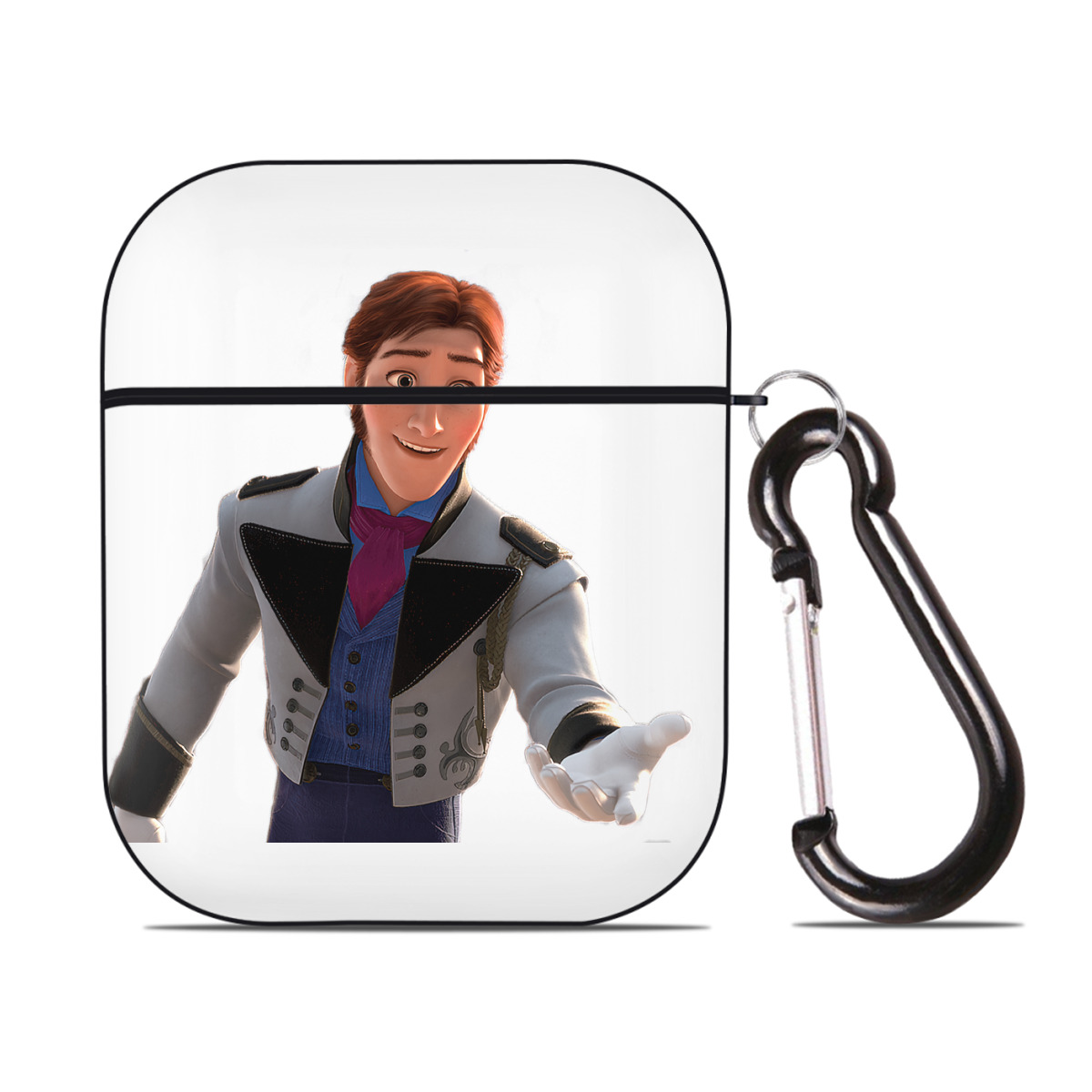 （画像用） アナと雪の女王 アンナ エルサ Frozen Anna Elsa AirPods 第2世代保護ケース ハードシェル ブラック 耐衝撃・防指紋・カラビナ付き