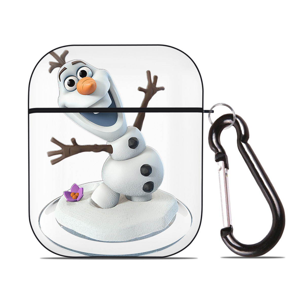 （画像用） アナと雪の女王 アンナ エルサ Frozen Anna Elsa AirPods 第2世代保護ケース ハードシェル ブラック 耐衝撃・防指紋・カラビナ付き