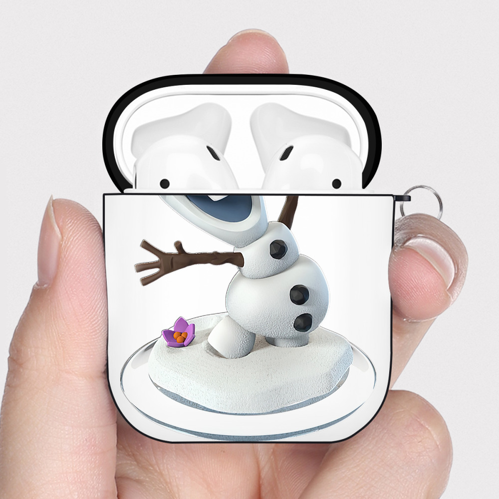 （画像用） アナと雪の女王 アンナ エルサ Frozen Anna Elsa AirPods 第2世代保護ケース ハードシェル ブラック 耐衝撃・防指紋・カラビナ付き