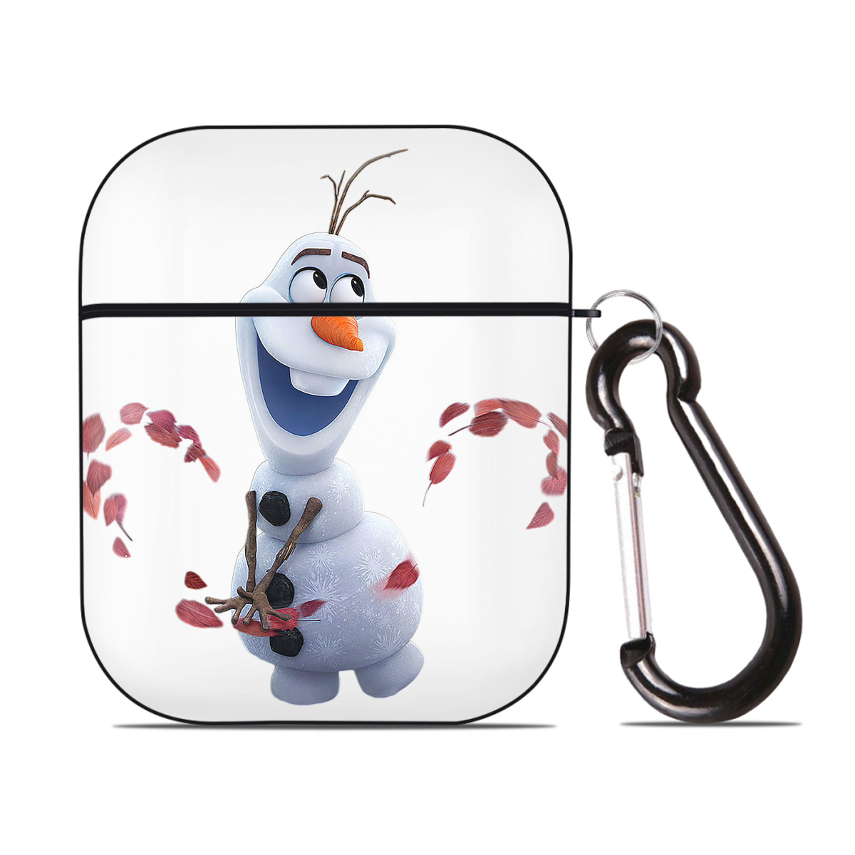 （画像用） アナと雪の女王 アンナ エルサ Frozen Anna Elsa AirPods 第2世代保護ケース ハードシェル ブラック 耐衝撃・防指紋・カラビナ付き