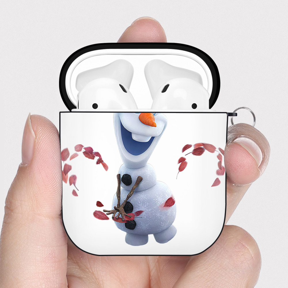 （画像用） アナと雪の女王 アンナ エルサ Frozen Anna Elsa AirPods 第2世代保護ケース ハードシェル ブラック 耐衝撃・防指紋・カラビナ付き
