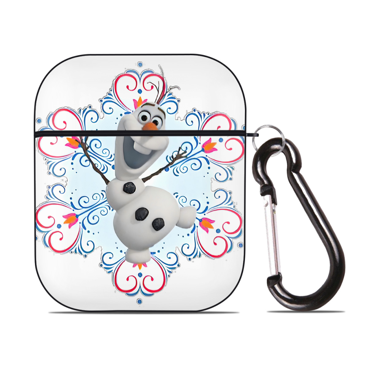 （画像用） アナと雪の女王 アンナ エルサ Frozen Anna Elsa AirPods 第2世代保護ケース ハードシェル ブラック 耐衝撃・防指紋・カラビナ付き