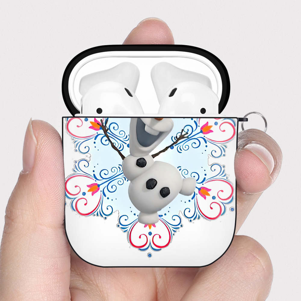（画像用） アナと雪の女王 アンナ エルサ Frozen Anna Elsa AirPods 第2世代保護ケース ハードシェル ブラック 耐衝撃・防指紋・カラビナ付き