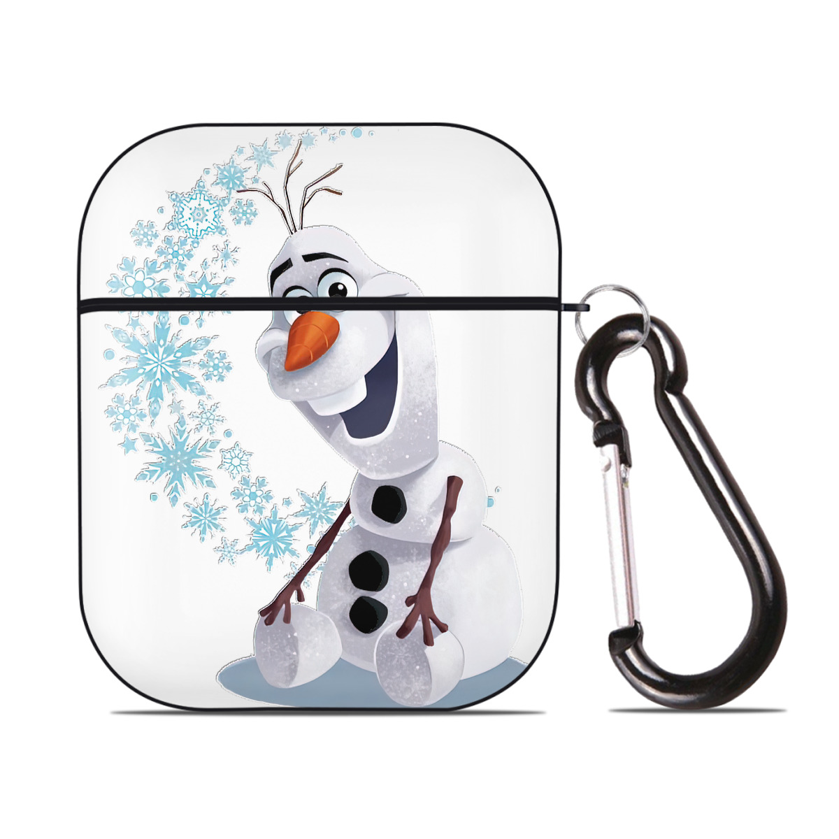 （画像用） アナと雪の女王 アンナ エルサ Frozen Anna Elsa AirPods 第2世代保護ケース ハードシェル ブラック 耐衝撃・防指紋・カラビナ付き
