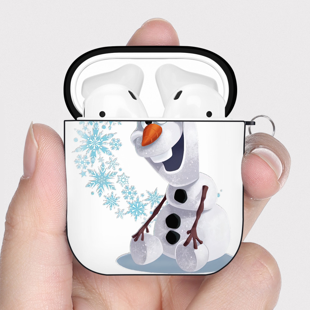（画像用） アナと雪の女王 アンナ エルサ Frozen Anna Elsa AirPods 第2世代保護ケース ハードシェル ブラック 耐衝撃・防指紋・カラビナ付き