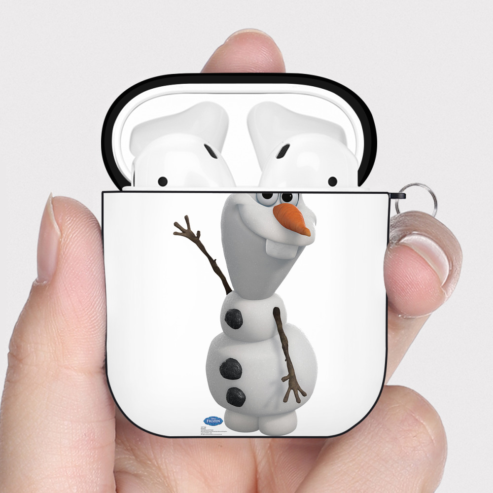 （画像用） アナと雪の女王 アンナ エルサ Frozen Anna Elsa AirPods 第2世代保護ケース ハードシェル ブラック 耐衝撃・防指紋・カラビナ付き
