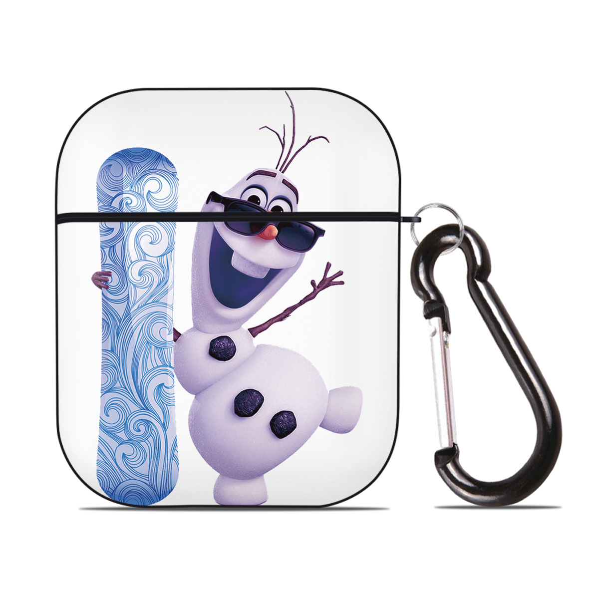 （画像用） アナと雪の女王 アンナ エルサ Frozen Anna Elsa AirPods 第2世代保護ケース ハードシェル ブラック 耐衝撃・防指紋・カラビナ付き