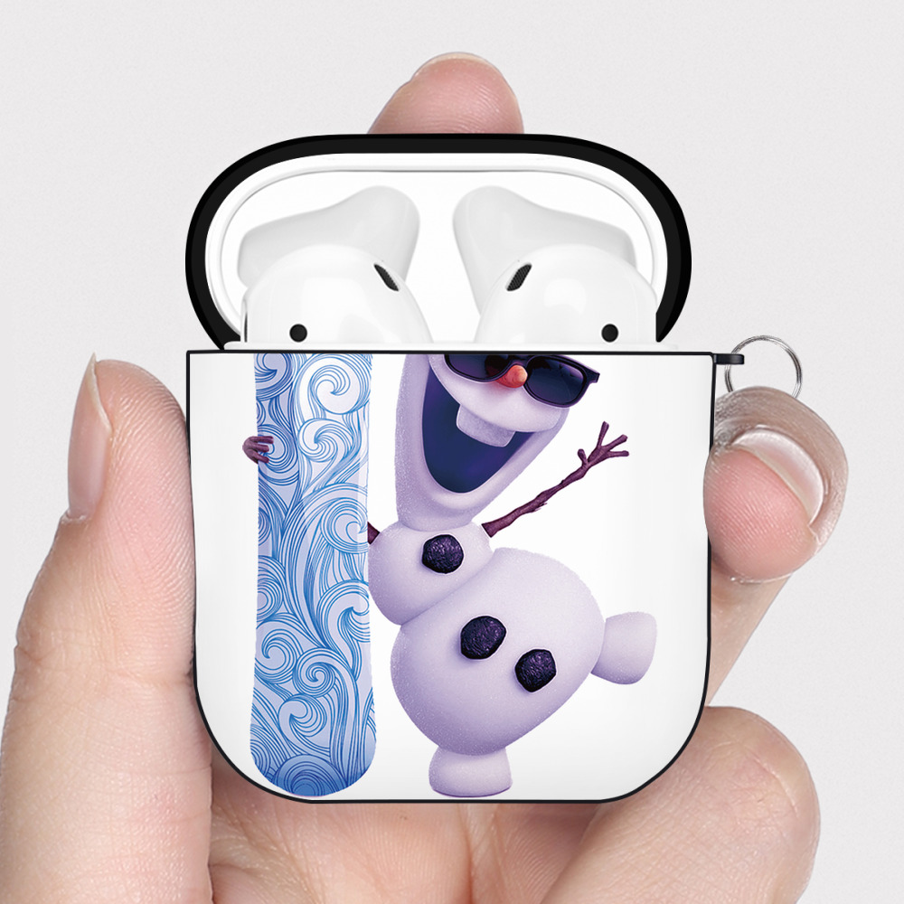 （画像用） アナと雪の女王 アンナ エルサ Frozen Anna Elsa AirPods 第2世代保護ケース ハードシェル ブラック 耐衝撃・防指紋・カラビナ付き