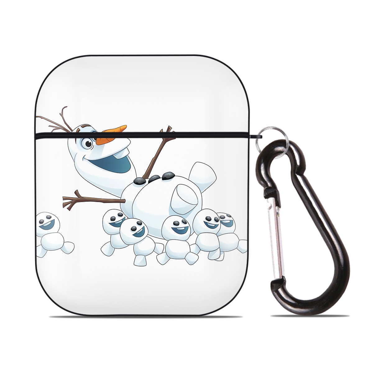 （画像用） アナと雪の女王 アンナ エルサ Frozen Anna Elsa AirPods 第2世代保護ケース ハードシェル ブラック 耐衝撃・防指紋・カラビナ付き