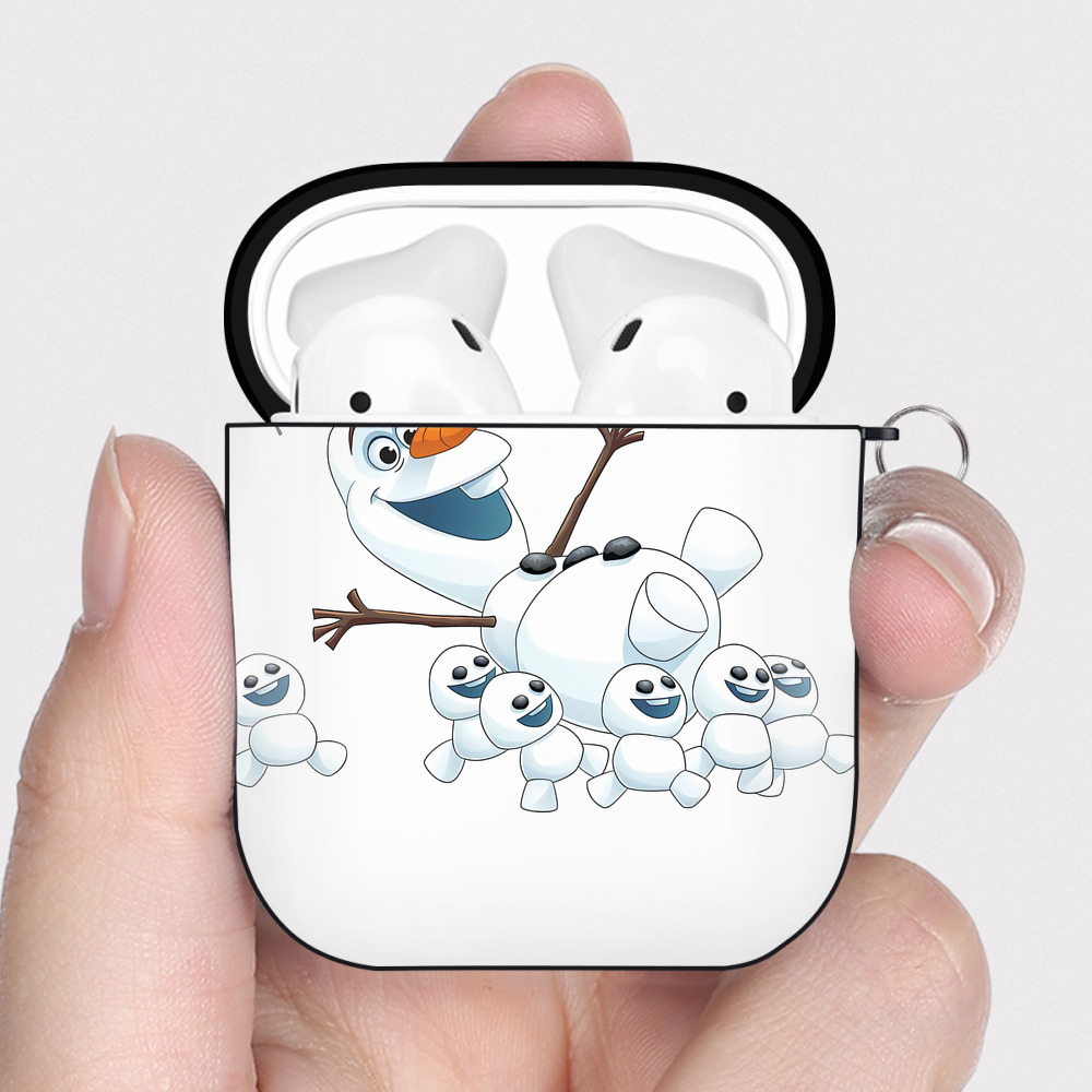 （画像用） アナと雪の女王 アンナ エルサ Frozen Anna Elsa AirPods 第2世代保護ケース ハードシェル ブラック 耐衝撃・防指紋・カラビナ付き