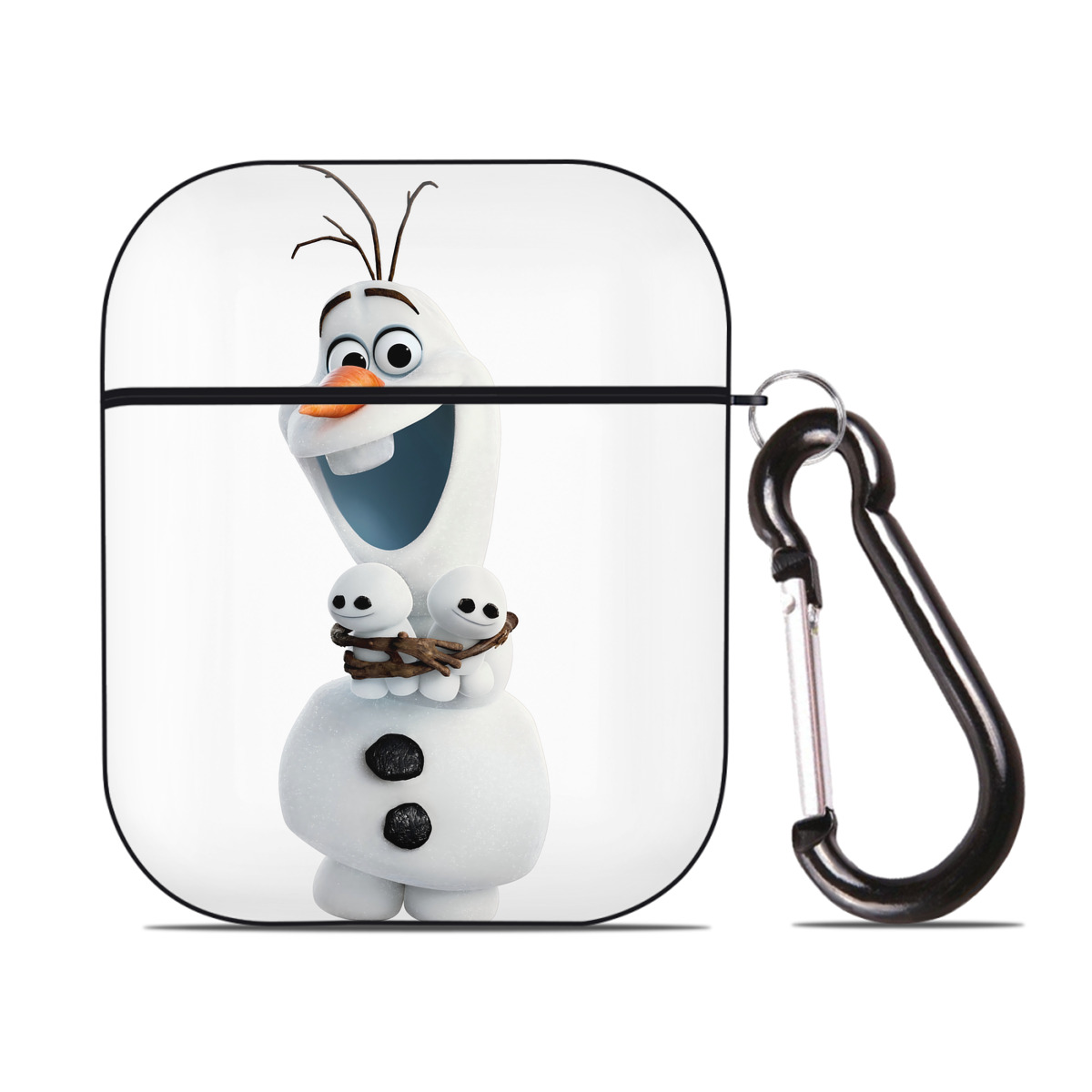 （画像用） アナと雪の女王 アンナ エルサ Frozen Anna Elsa AirPods 第2世代保護ケース ハードシェル ブラック 耐衝撃・防指紋・カラビナ付き