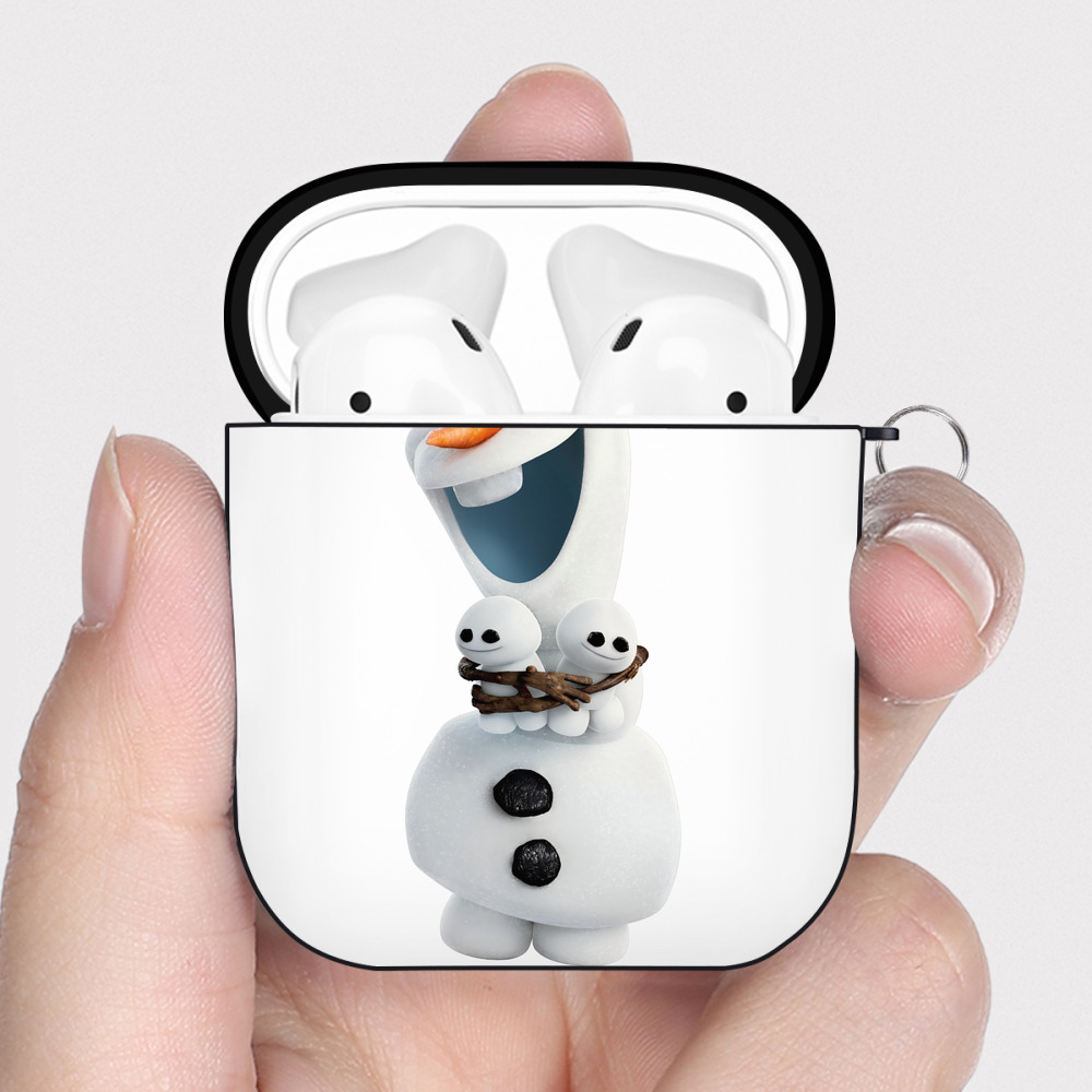 （画像用） アナと雪の女王 アンナ エルサ Frozen Anna Elsa AirPods 第2世代保護ケース ハードシェル ブラック 耐衝撃・防指紋・カラビナ付き