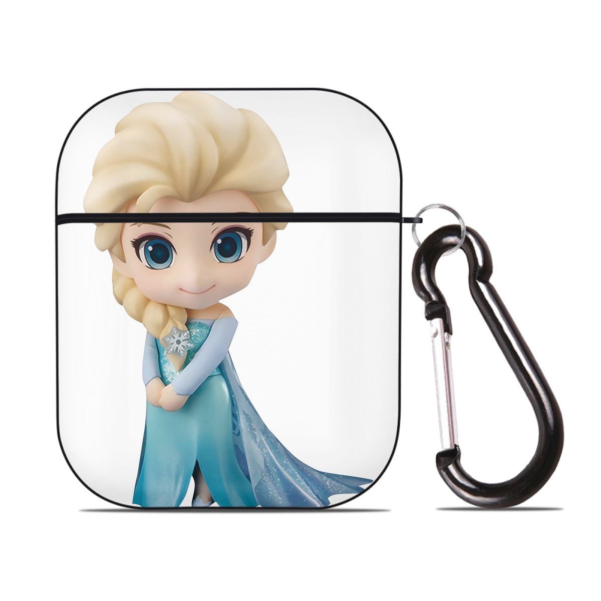 （画像用） アナと雪の女王 アンナ エルサ Frozen Anna Elsa AirPods 第2世代保護ケース ハードシェル ブラック 耐衝撃・防指紋・カラビナ付き