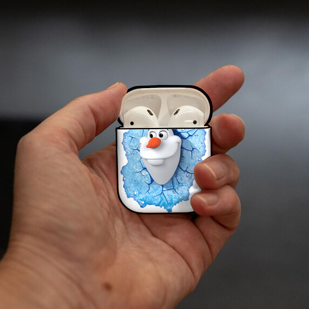 アナと雪の女王 アンナ エルサ Frozen Anna Elsa AirPods 第2世代保護ケース ハードシェル ブラック 耐衝撃・防指紋・カラビナ付き