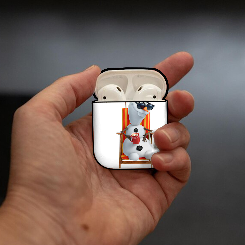 アナと雪の女王 アンナ エルサ Frozen Anna Elsa AirPods 第2世代保護ケース ハードシェル ブラック 耐衝撃・防指紋・カラビナ付き