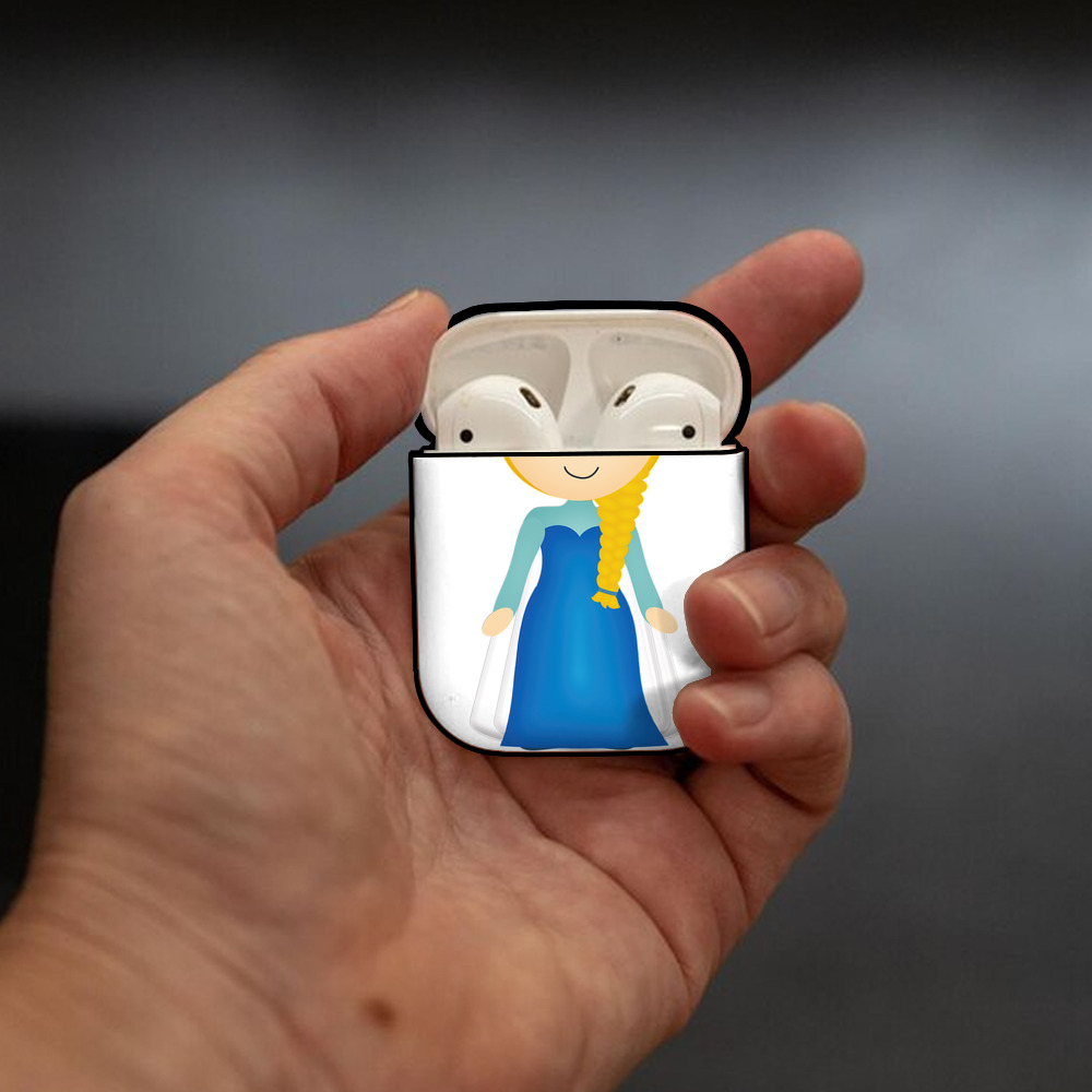 アナと雪の女王 アンナ エルサ Frozen Anna Elsa AirPods 第2世代保護ケース ハードシェル ブラック 耐衝撃・防指紋・カラビナ付き