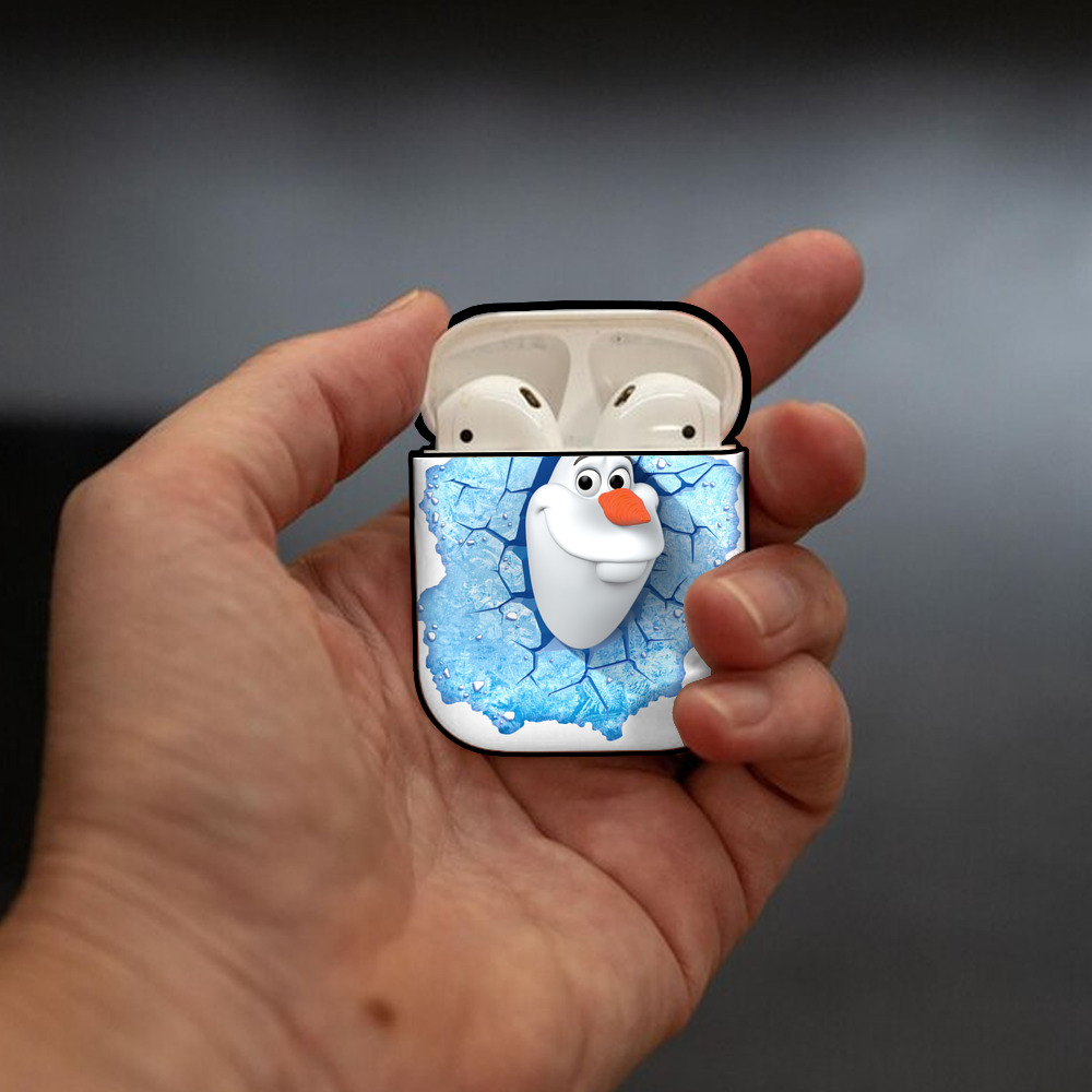 アナと雪の女王 アンナ エルサ Frozen Anna Elsa AirPods 第2世代保護ケース ハードシェル ブラック 耐衝撃・防指紋・カラビナ付き