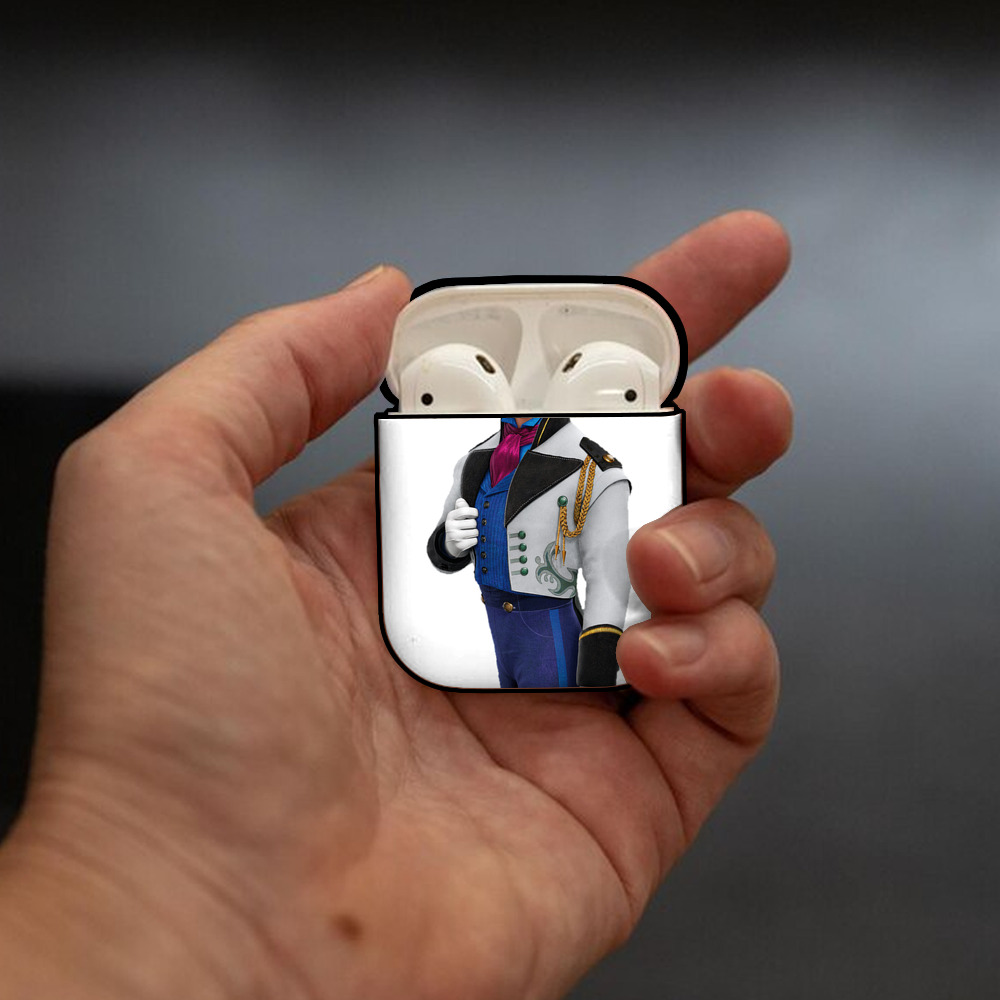アナと雪の女王 アンナ エルサ Frozen Anna Elsa AirPods 第2世代保護ケース ハードシェル ブラック 耐衝撃・防指紋・カラビナ付き