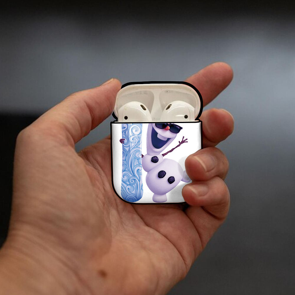 アナと雪の女王 アンナ エルサ Frozen Anna Elsa AirPods 第2世代保護ケース ハードシェル ブラック 耐衝撃・防指紋・カラビナ付き