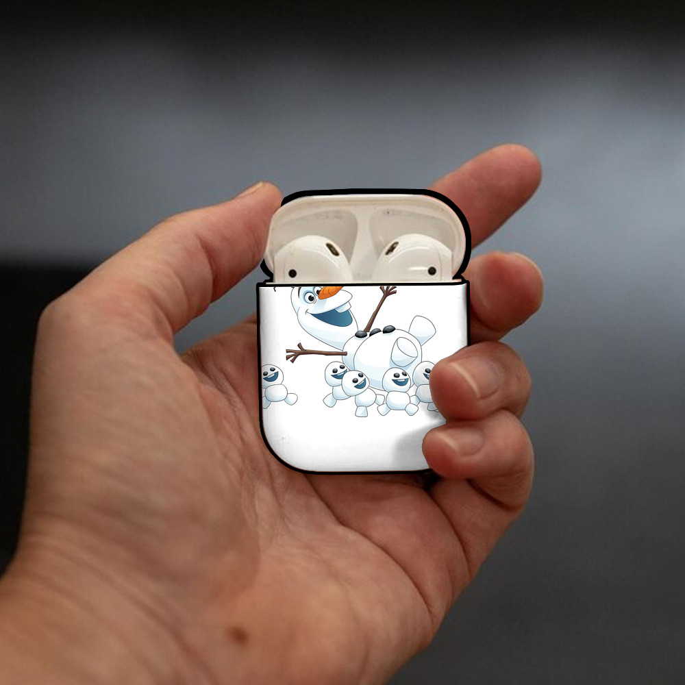 アナと雪の女王 アンナ エルサ Frozen Anna Elsa AirPods 第2世代保護ケース ハードシェル ブラック 耐衝撃・防指紋・カラビナ付き